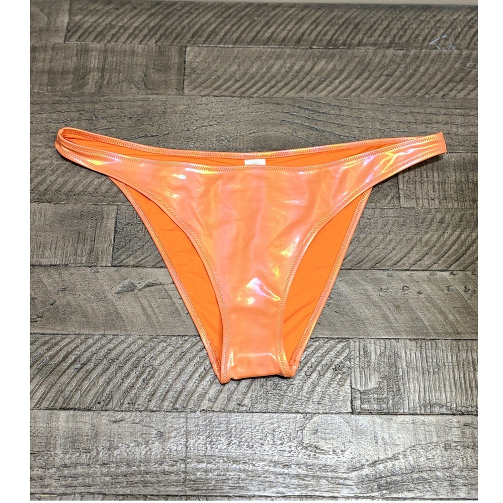 Aerie Orange Iridescent Cheeky Bikini Bottom Large NWT Shiny Shimmer UPF 50